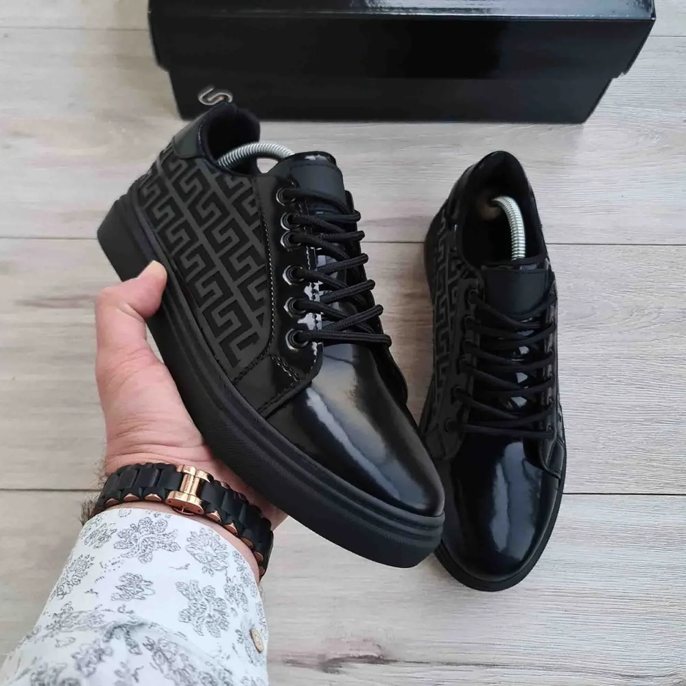 Black Patent Leather Sneakers for Men - Picture 5 of 6